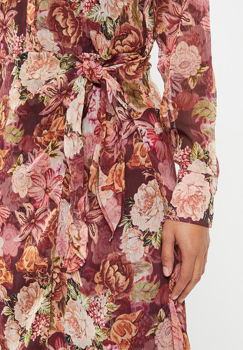 GUESS - Lama dress - digital tapestry print maroon