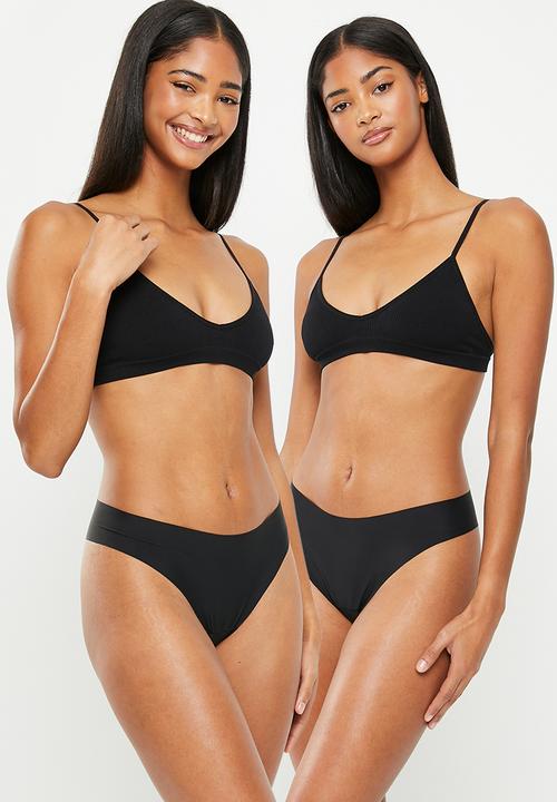 H&M - 4-Pack invisible brazilian briefs - black