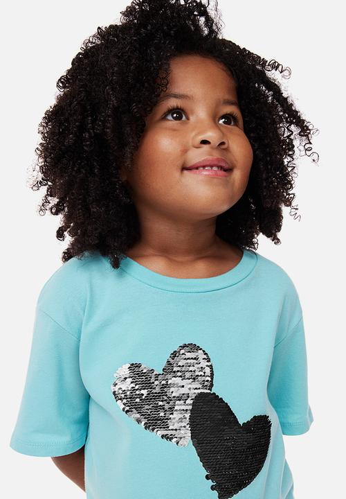 H&M - Reversible sequin-motif t-shirt - multi,turquoise