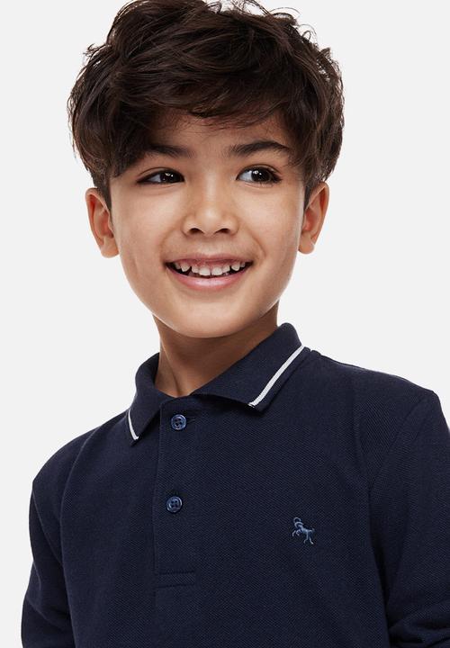 H&M - 2-pack long-sleeved polo shirts - blue,white
