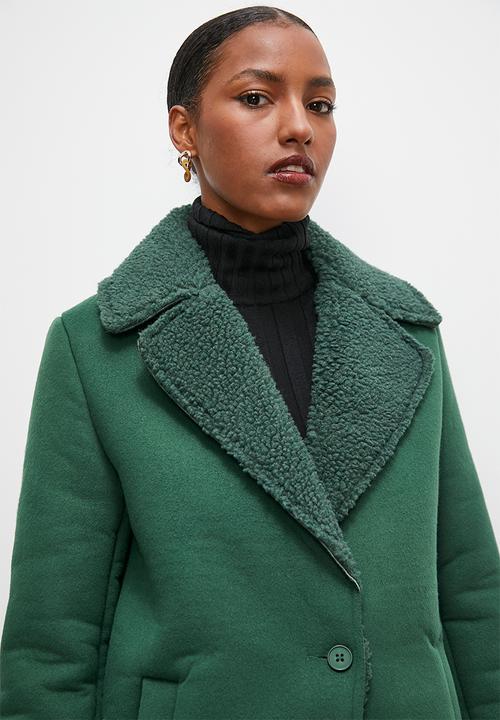 edit - Shirling trim coat - emerald green