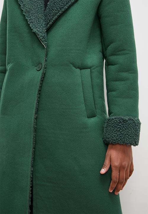 edit - Shirling trim coat - emerald green