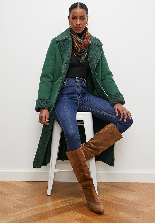 edit - Shirling trim coat - emerald green