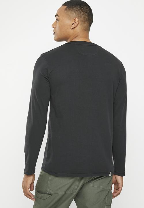 Vertigo - Mens vertigo pigment dyed tee long sleeve - jet black