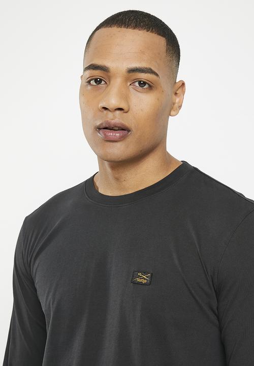Vertigo - Mens vertigo pigment dyed tee long sleeve - jet black