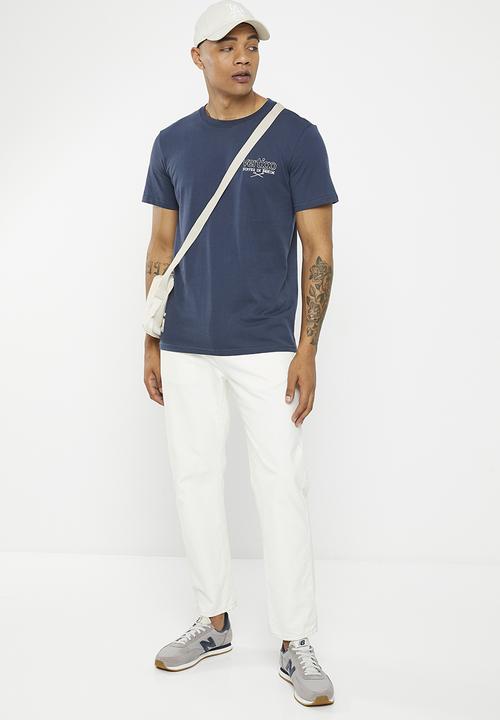 Vertigo - Mens vertigo graphic printed crew tee short sleeve - mood indigo