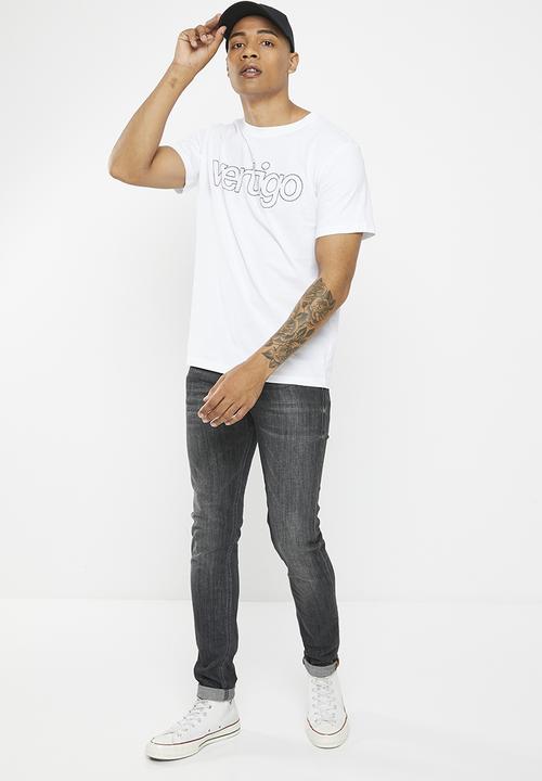 Vertigo - Mens vertigo embroidered crew tee short sleeve - white