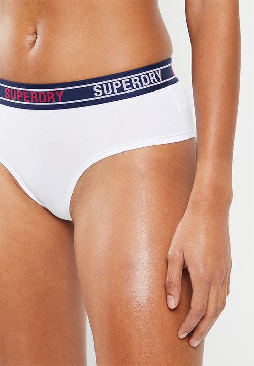 Superdry. - Multi logo hipster brief - white/tricolore