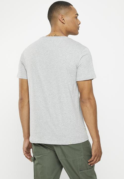 Vertigo - Mens vertigo flock crew tee short sleeve - heather grey melange