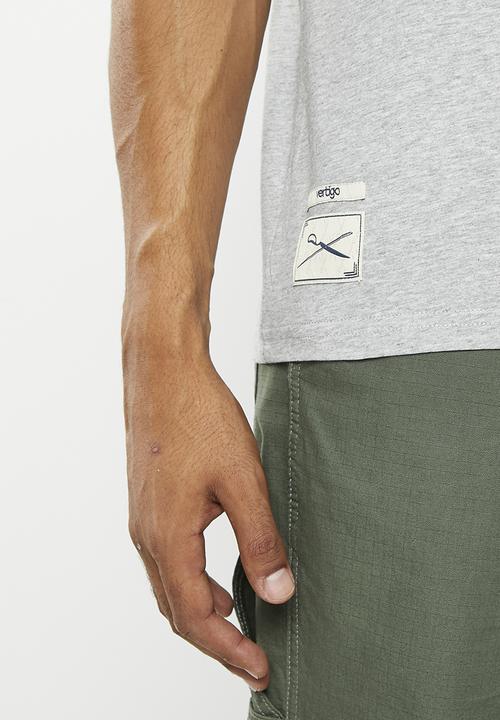 Vertigo - Mens vertigo flock crew tee short sleeve - heather grey melange