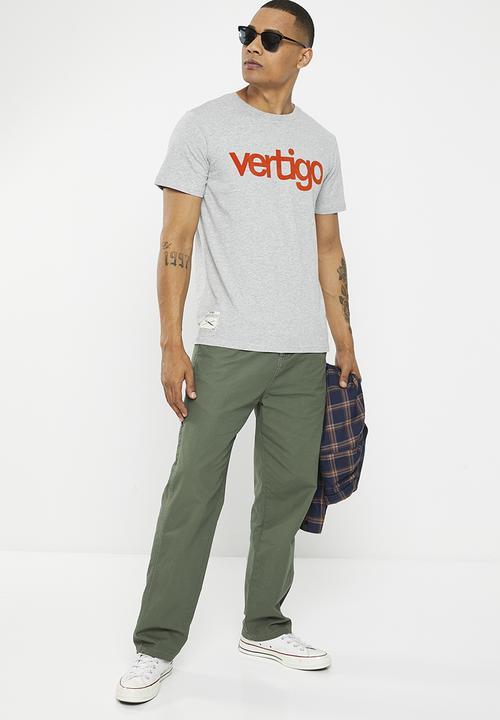 Vertigo - Mens vertigo flock crew tee short sleeve - heather grey melange