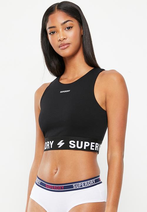 Superdry. - Code s logo bra top - black