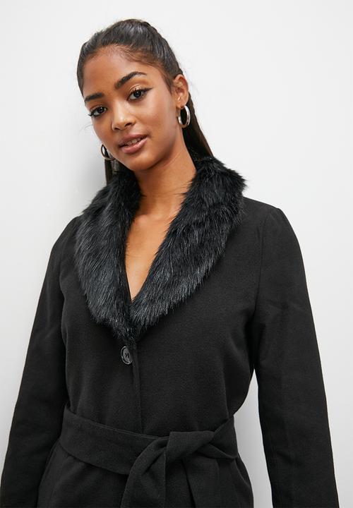 Blake - Statement faux fur coat - black