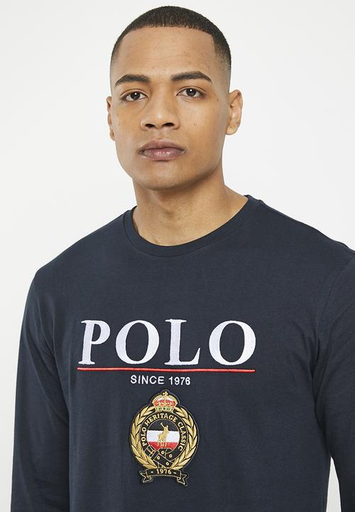 POLO - Mens crest logo long sleeve tee - navy