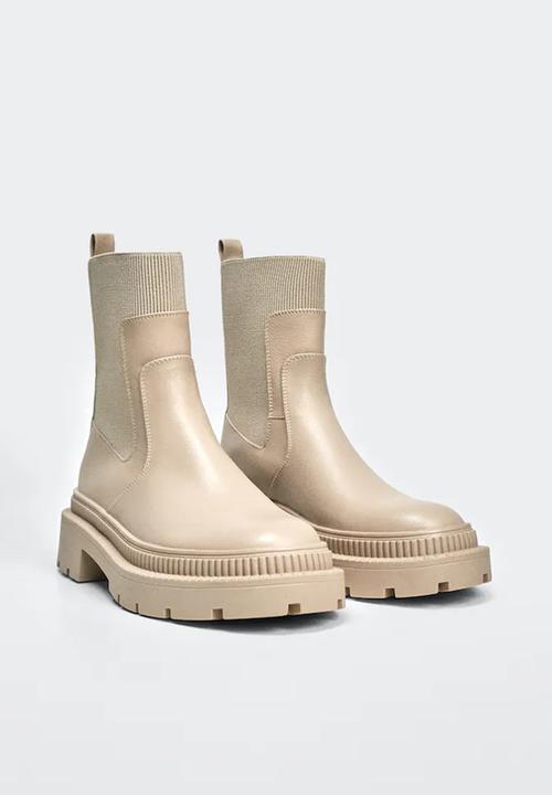 MANGO - Ying1 sock boot - light beige