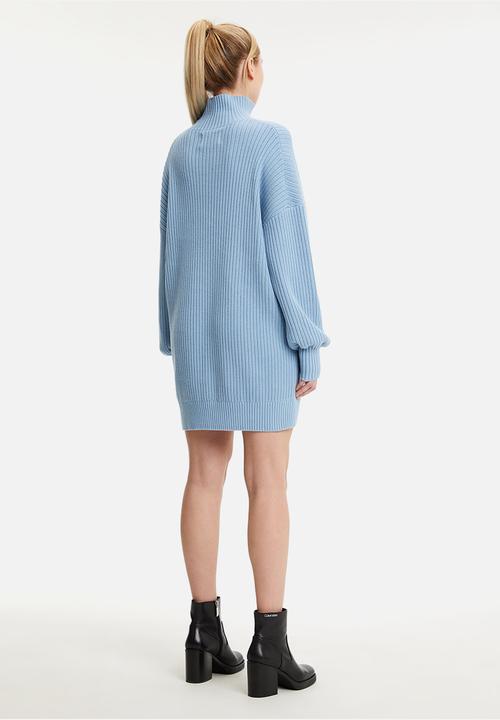 Calvin Klein - Badge loose sweater dress - iceland blue