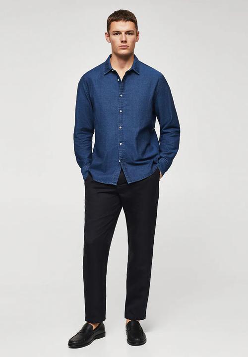 MANGO - Taray striped denim shirt - blue
