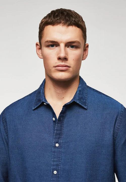 MANGO - Taray striped denim shirt - blue