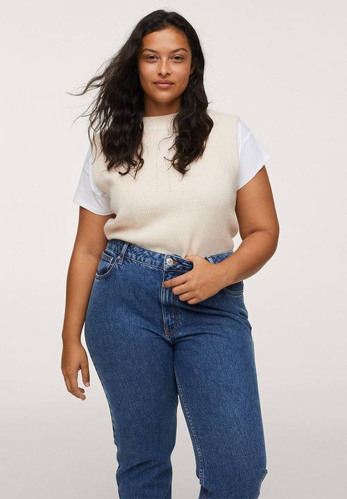 MANGO - Plus jeans mom80 - open blue