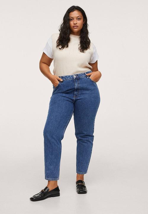 MANGO - Plus jeans mom80 - open blue