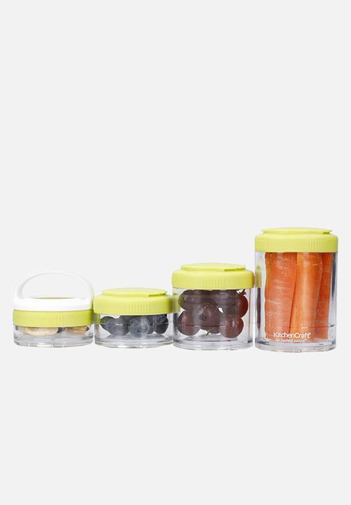 Kitchen Craft - Healthy eating stackable snack pots set of four - green 