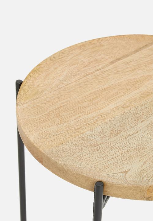 H&S - Alexa mango wood side table - natural & black