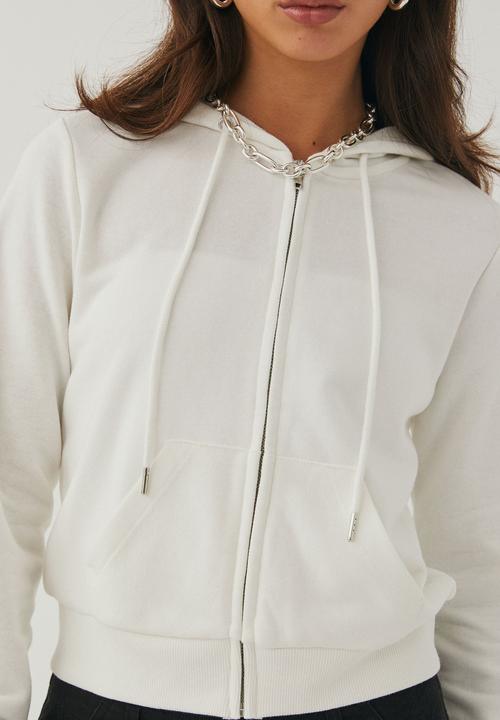 Supré  - Alex plain zip thru hoodie - winter white