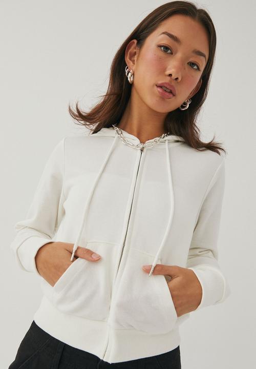 Supré  - Alex plain zip thru hoodie - winter white