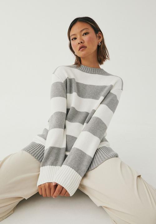 Supré  - Camille oversized knit jumper - winter white/grey