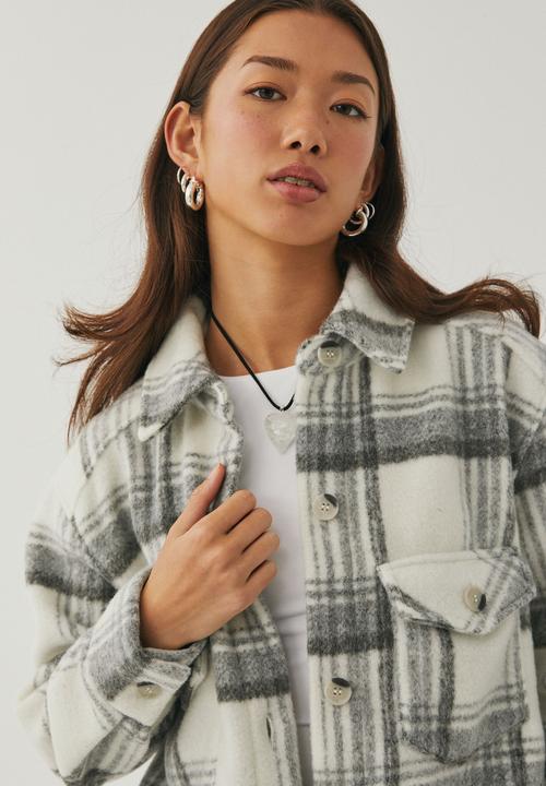 Supré  - Kennedy oversized check shacket - open check/grey