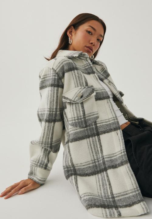 Supré  - Kennedy oversized check shacket - open check/grey
