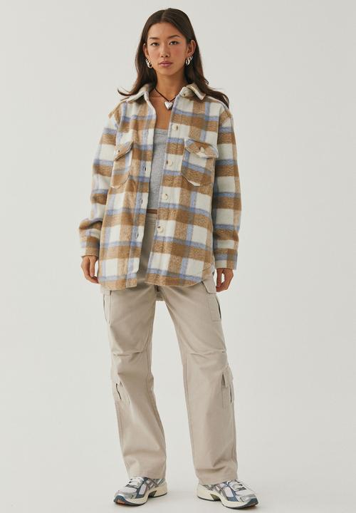 Supré  - Kennedy oversized check shacket - open check/beige