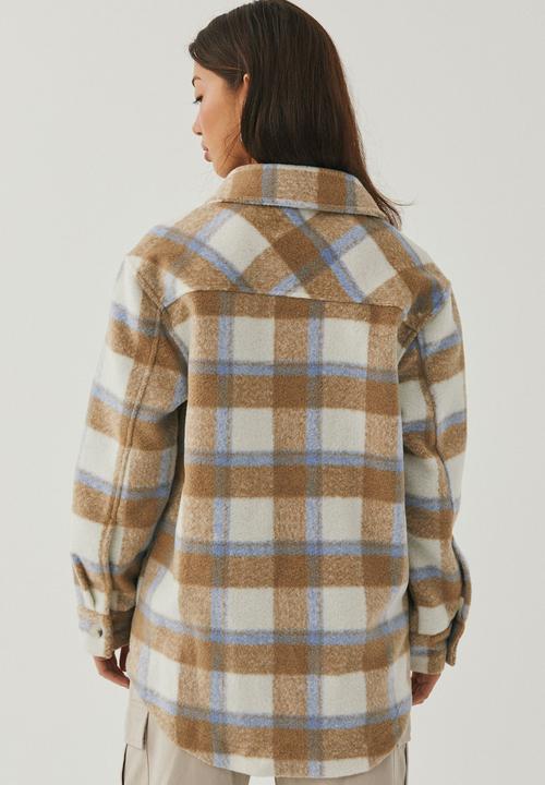 Supré  - Kennedy oversized check shacket - open check/beige