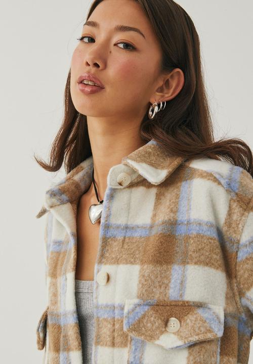 Supré  - Kennedy oversized check shacket - open check/beige