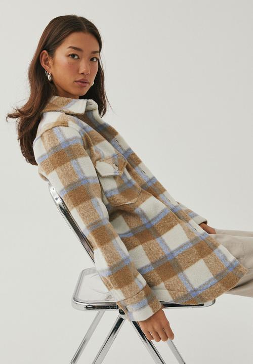 Supré  - Kennedy oversized check shacket - open check/beige