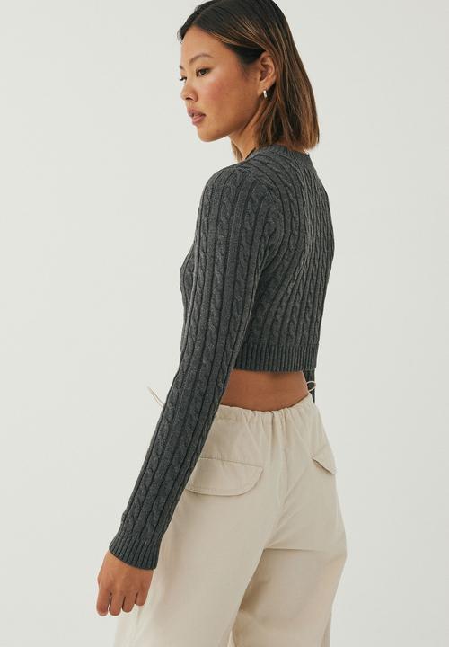 Supré  - Vinnie cable knit jumper - charcoal marle