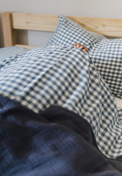 Phlo Studio - Washed cotton duvet cover set - blue check
