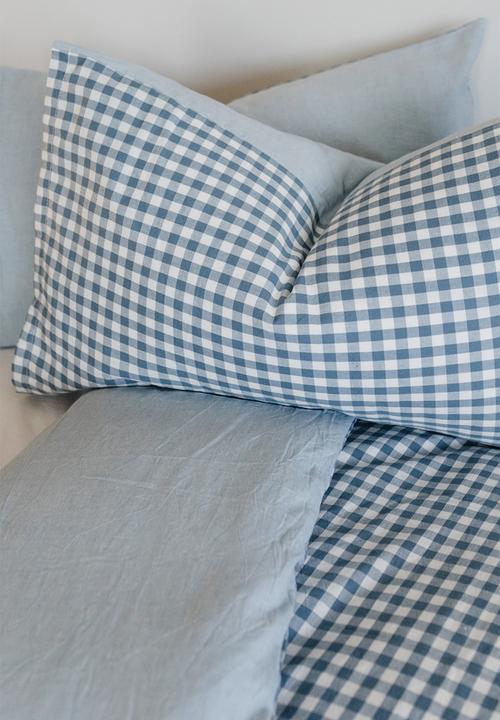 Phlo Studio - Washed cotton duvet cover set - blue check