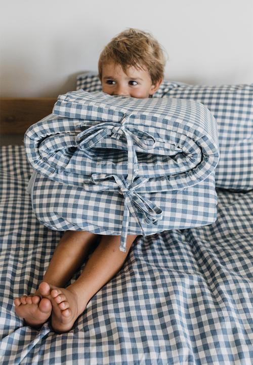 Phlo Studio - Washed cotton duvet cover set - blue check