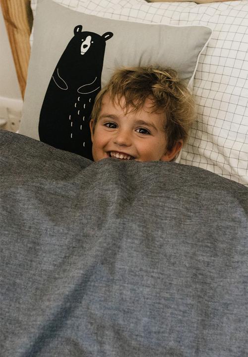 Phlo Studio - Washed cotton duvet cover set - charcoal grid