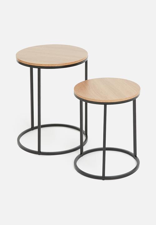 H&S - Lyra nested side tables - natural & black
