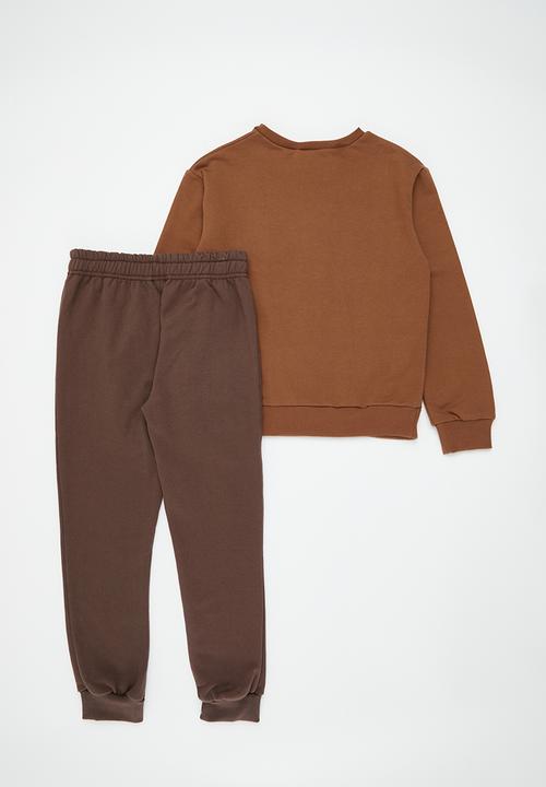 Superbalist - Printed tracksuit - tobacco/choc 