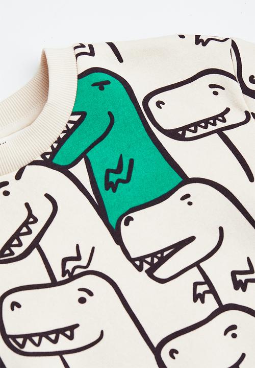 H&M - Sweatshirt - light beige/dinosaurs