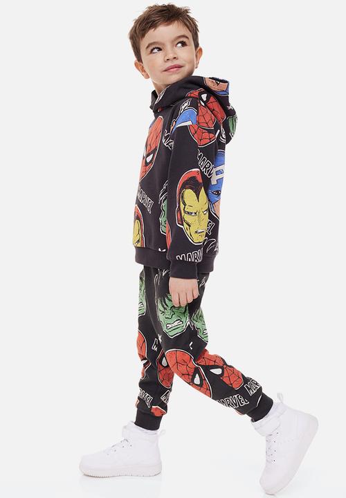 H&M - Printed joggers - dark grey/marvel comics