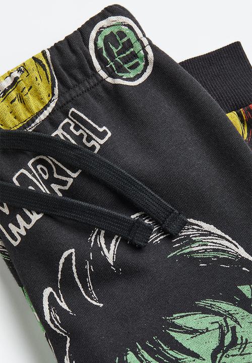 H&M - Printed joggers - dark grey/marvel comics