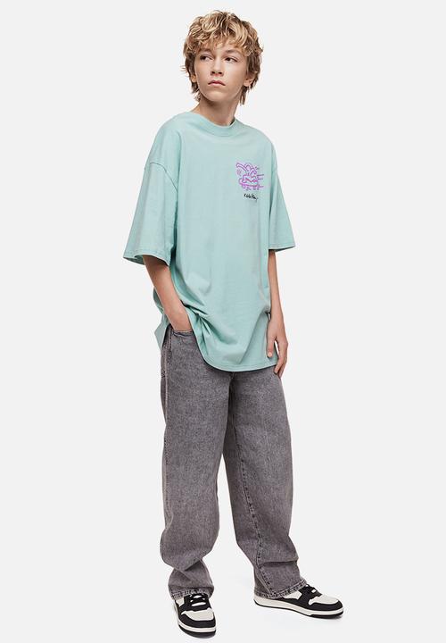 Keith Haring x H&M: Oversized printed t-shirt - light turquoise