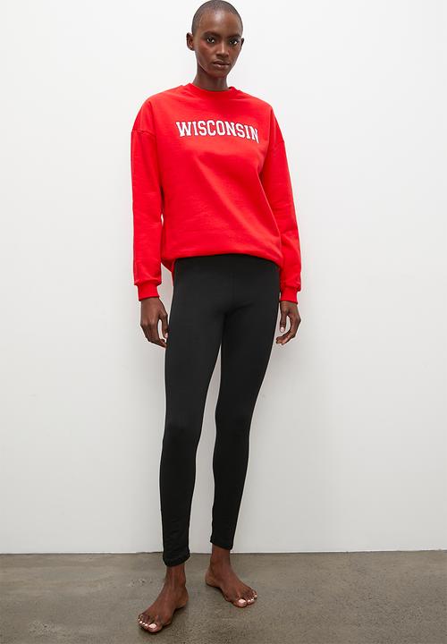 Superbalist - Fleece crew & legging set - red & black