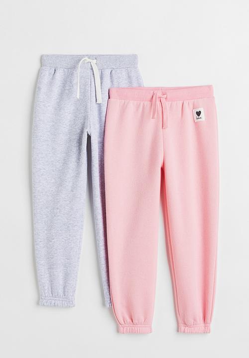 H&M - 2-Pack joggers - light pink/light grey marl
