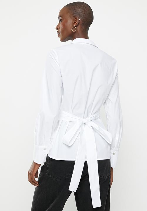 Me&B - Collared wrap shirt - white