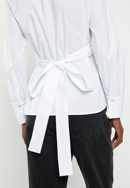 Me&B - Collared wrap shirt - white